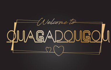 Ouagadougou hoş geldiniz altın metin Neon yazı tipografi VEC