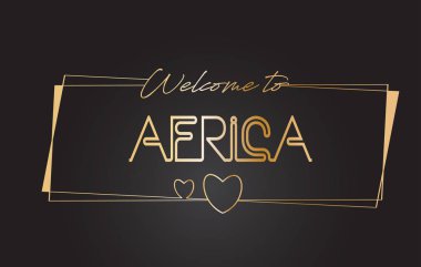 Afrika hoş geldiniz altın metin Neon yazı tipografi vector ı