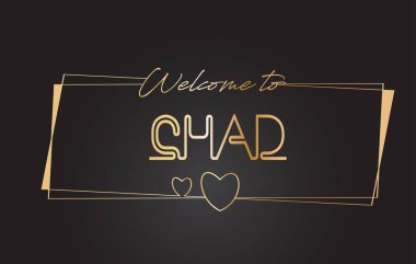 Chad altın metin Neon yazı tipografi vector ILL hoş geldiniz