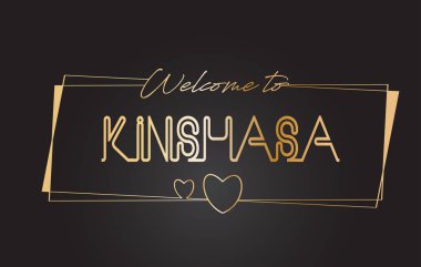 Kinshasa Hoşgeldiniz altın metin Neon yazı tipografi vector