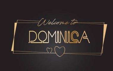 Dominika hoş geldiniz altın metin Neon yazı tipografi vector