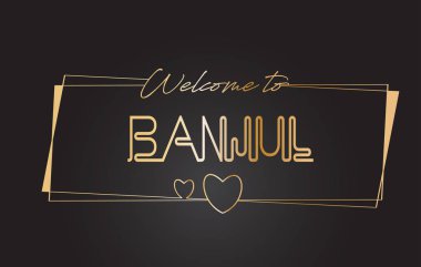 Banjul hoş geldiniz altın metin Neon yazı tipografi vector ı