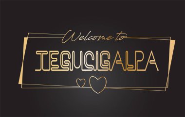 Tegucigalpa altın metin Neon yazı tipografi VEC hoş geldiniz