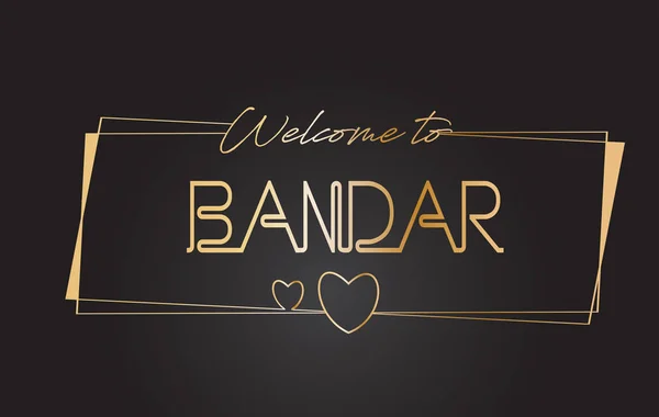 Bandar Bienvenido a Golden text Neon Lettering Typography Vector I — Vector de stock