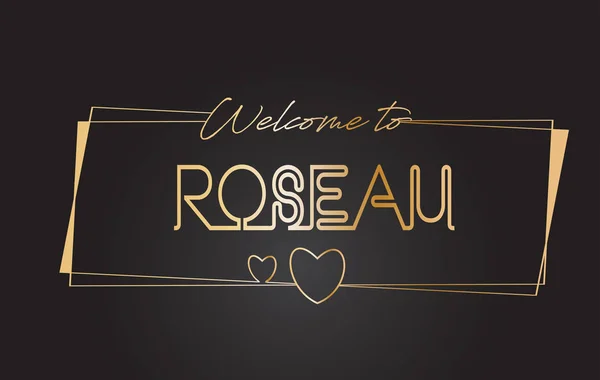 Roseau Bienvenido al texto dorado Neon Lettering Typography Vector I — Vector de stock