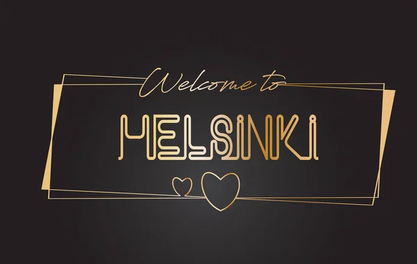Helsinki Bienvenue au texte d'or Néon Lettrage Typographie vectorielle — Image vectorielle
