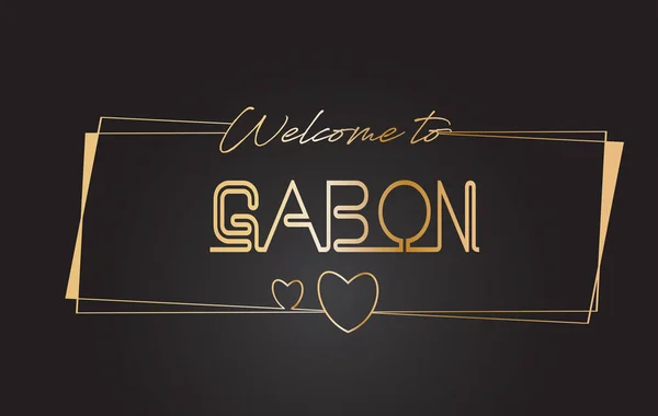 Gabon Tervetuloa Golden teksti neon kirjaimet Typografia vektori III — vektorikuva