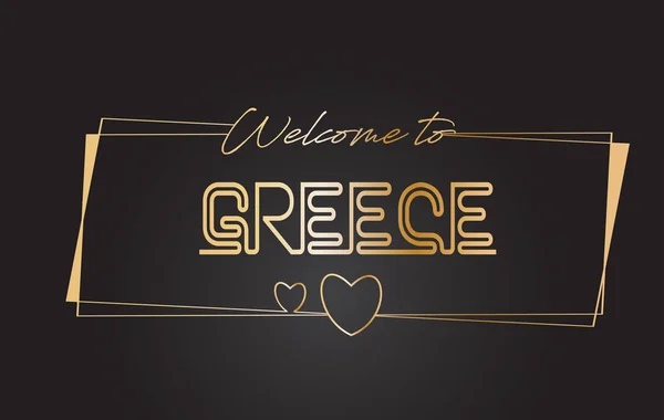 Görögország Üdvözöljük a Golden szöveg neon betűk tipográfia Vector I — Stock Vector