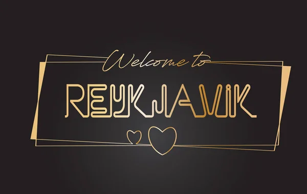 Reykjavík Üdvözöljük a Golden szöveg neon betűk tipográfia Vecto — Stock Vector