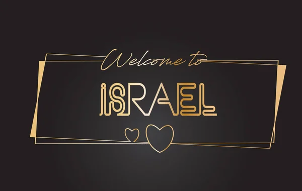 Israel Bienvenido a Golden text Neon Lettering Typography Vector I — Vector de stock