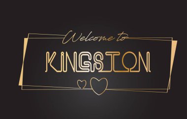 Kingston altın metin Neon yazı tipografi vector 'a hoş geldiniz