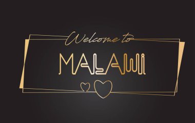 Malawi Hoşgeldiniz altın metin Neon yazı tipografi vector ı
