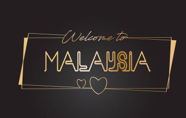 Malezya hoş geldiniz altın metin Neon yazı tipografi vector