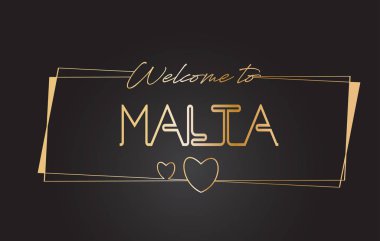 Malta altın metin Neon yazı tipografi vector Il hoş geldiniz
