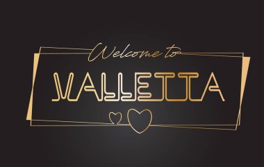 Valletta hoş geldiniz altın metin Neon yazı tipografi vector
