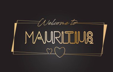 Mauritius altın metin Neon yazı tipografi vecto hoş geldiniz