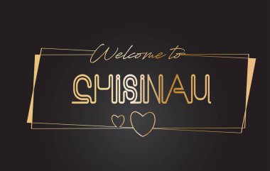 Chisinau altın metin Neon Yazı Tipografi vektör hoş geldiniz