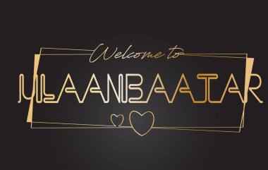 Ulaanbaatar altın metin Neon yazı tipografi VEC hoşgeldiniz