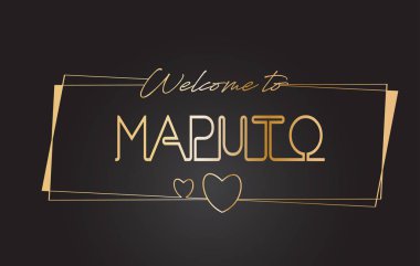 Maputo altın metin Neon yazı tipografi vector ı hoşgeldiniz