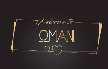 Umman altın metin Neon yazı tipografi vector ILL hoş geldiniz