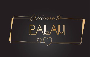 Palau hoş geldiniz altın metin Neon yazı tipografi vector Il