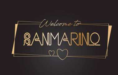 Sanmarino hoş geldiniz altın metin Neon yazı tipografi vecto