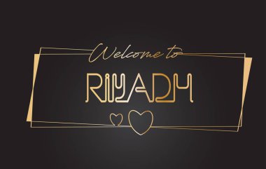 Riyad altın metin Neon yazı tipografi vector ı hoşgeldiniz