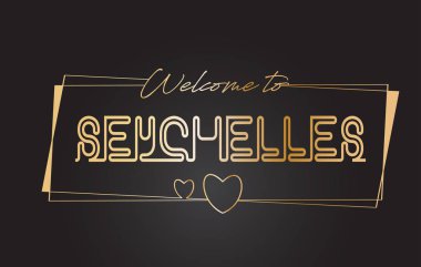 Seyşeller hoş geldiniz altın metin Neon yazı tipografi Vect