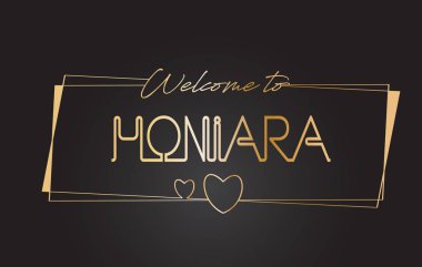 Honiara hoş geldiniz altın metin Neon yazı tipografi vector 