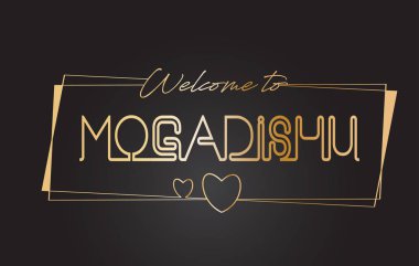 Mogadishu altın metin Neon yazı tipografi vecto hoş geldiniz