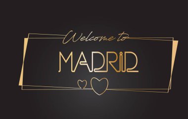 Madrid altın metin Neon yazı tipografi vector ı hoşgeldiniz