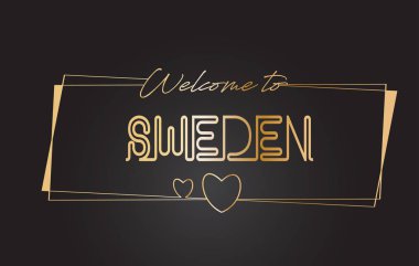 İsveç Hoşgeldiniz altın metin Neon yazı tipografi vektör ı