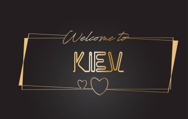 Kiev Altın metin Neon yazı tipografi vector ILL hoş geldiniz