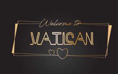 Vatikan altın metin Neon yazı tipografi vector hoşgeldiniz 