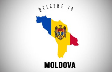 Metin ve ülke bayrağı ülke kenarlık M içinde Moldova Hoşgeldiniz