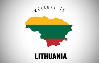 Metin ve ülke bayrağı ülke sınır içinde Litvanya Hoşgeldiniz