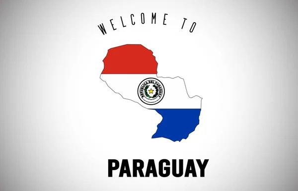 Paraguay Välkommen till Text och land flagga inuti landsgräns — Stock vektor