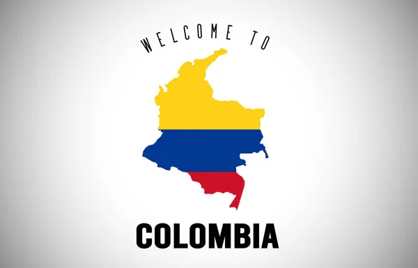 Colombia Bienvenido a Texto y Bandera de País dentro de la frontera de País — Vector de stock