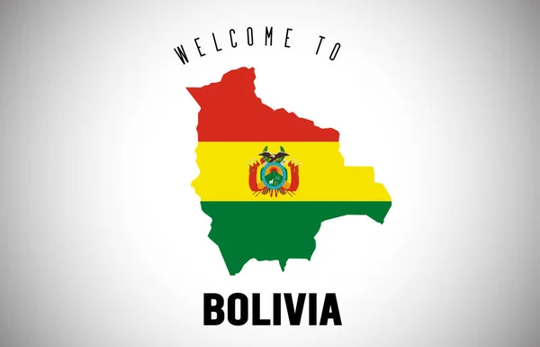 Bolivie Bienvenue à Texte et drapeau du pays à l'intérieur Frontière du pays M — Image vectorielle