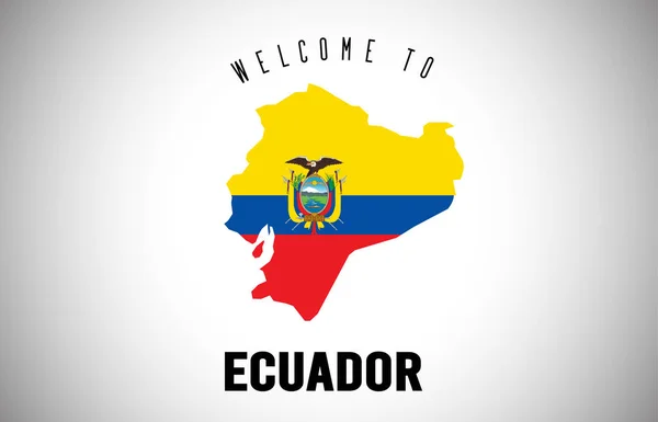Équateur Bienvenue à Texte et drapeau du pays à l'intérieur Frontière du pays M — Image vectorielle