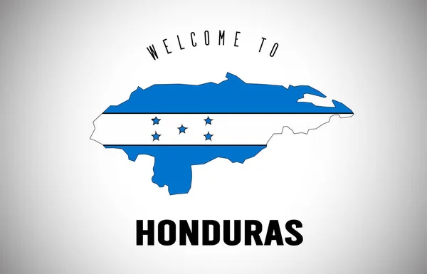 Honduras Bienvenido a Texto y Bandera de País dentro de la frontera — Archivo Imágenes Vectoriales