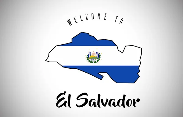 El Salvador Bienvenue à Texte et drapeau du pays à l'intérieur Pays bord — Image vectorielle