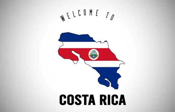 Costa Rica Bienvenido a Texto y Bandera de País dentro de País borde — Vector de stock