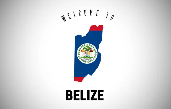 Belize Bienvenue au texte et drapeau du pays à l'intérieur de la frontière du pays Ma — Image vectorielle