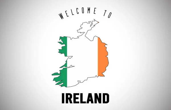 Irlande Bienvenue à Texte et drapeau du pays à l'intérieur Frontière du pays M — Image vectorielle