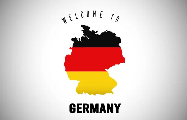 Germany Welcome to Text and Country flag inside Country border M — Stock Vector