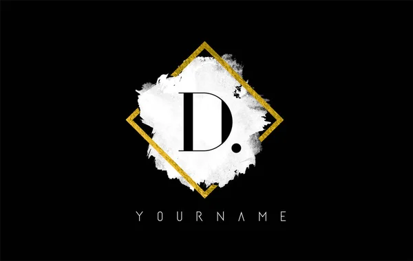 D Carta Logo Design com curso branco e moldura dourada . —  Vetores de Stock