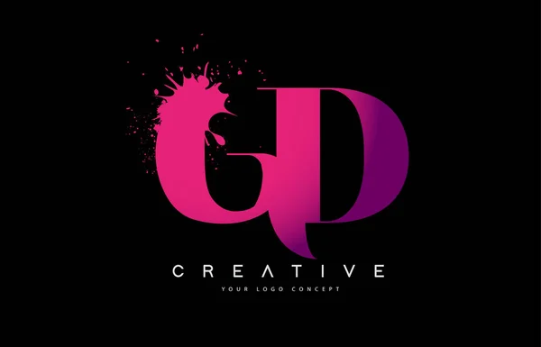 Roxo rosa GD G D Carta Logo Design com tinta aguarela Splash — Vetor de Stock