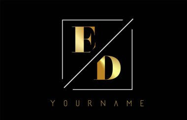 Kesilmiş ve Kesişen Tasarımlı Ed Altın Mektup Logosu