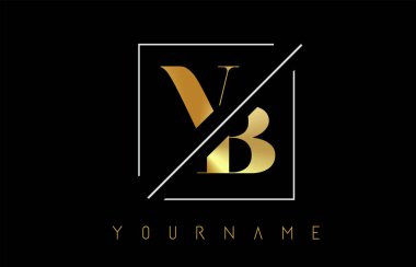 Vb Altın Harf Logosu Ile Cutted ve Kesişen Tasarım